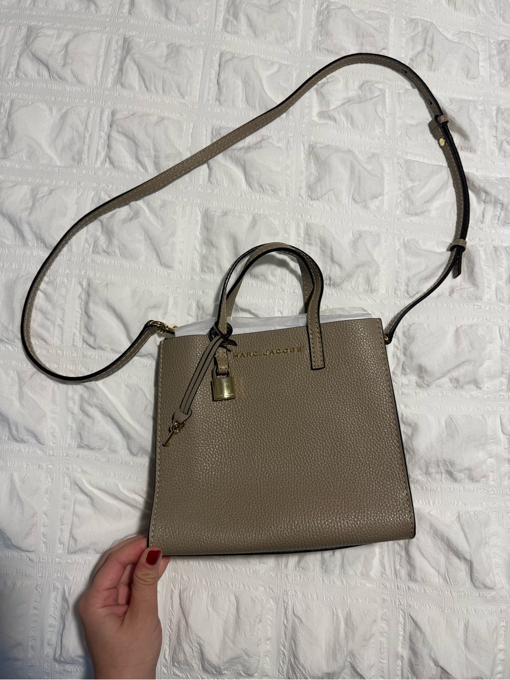 Marc Jacobs Taupe Pebbled Leather Satchel with Detachable Strap
